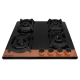 Kaff 3 Burner Black Tempered Glass With Beveled Edges Built-in Gas Hob (Matt Enameled Pan Support, VRH 783, Black)