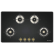 Faber Maxus HT904 CRS BR CI AI Hybrid Hob with 4 Brass Bruners, Auto Ignition, Black