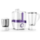 Longway Juicy 600 Watt Juicer Mixer Grinder with 2 Jars for Grinding, Mixing, Juicing with Powerful Motor | 1 Year Warranty (2 Jars, Purple)